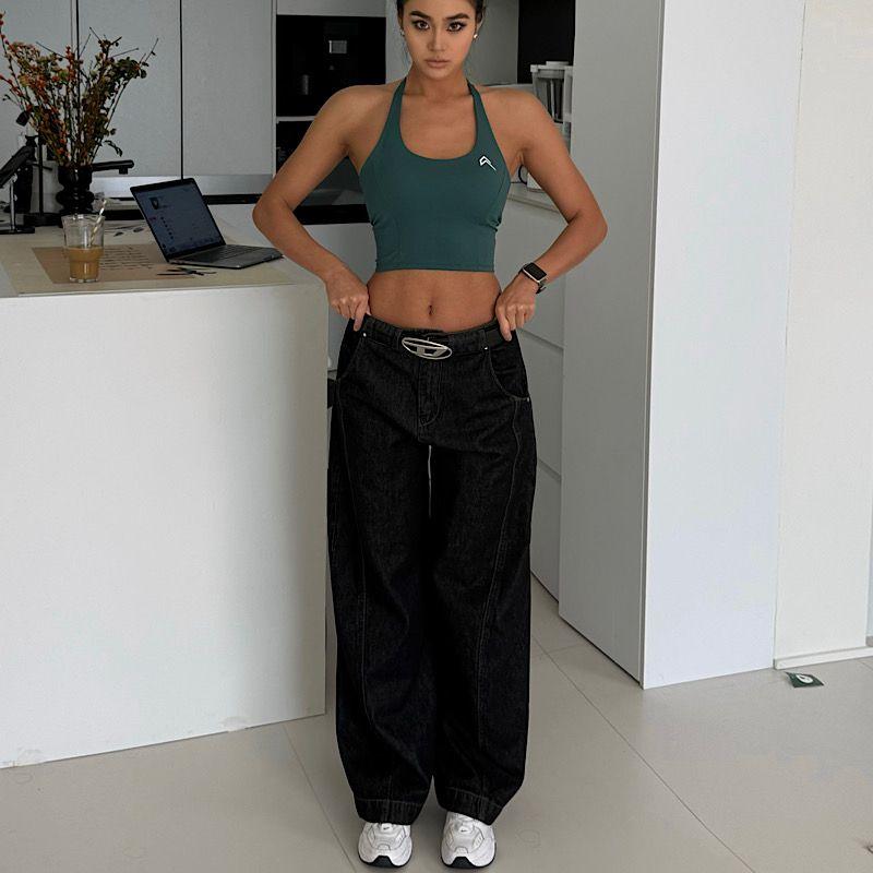 

Akiyo Studio American vintage Loose Wide Leg Jeans Women Meat Covering Trendy Elegant All-Match Machete Pants Original cow color extension XL