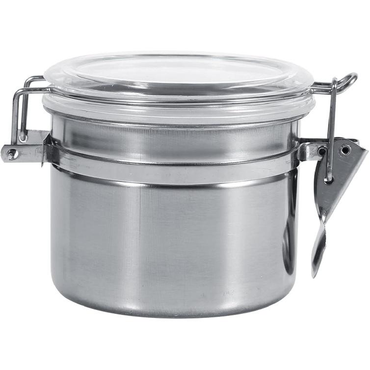 Stainless Steel Canister, Airtight Food Storage Container with Locking Clamp Clear Lids, Food Storage Coffee Beans Canister for Flour Tea Sugar Rice
