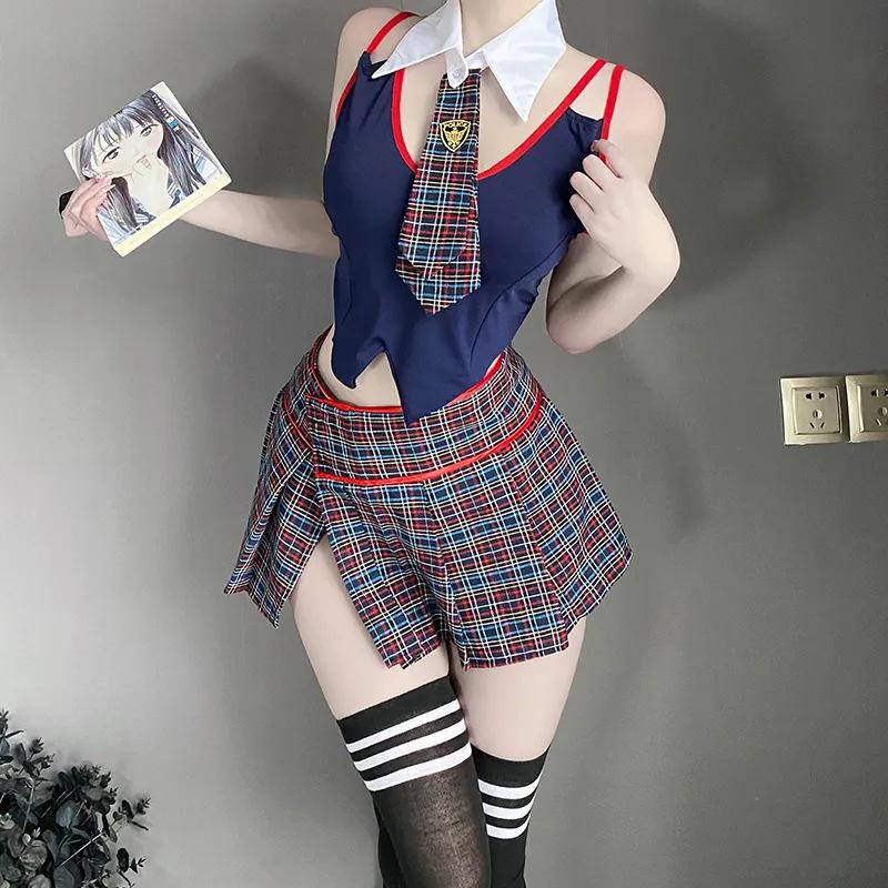 Sexy Jk Plaid Campus Uniform Sexy Babes Hip-length Miniskirt Seduction Pure Desire College Suit