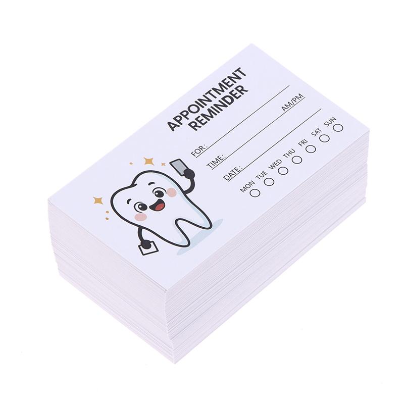 100Pcs Cute Tooth Design Dental Appointment Reminder Cards Professional Patient Notification Cards With Checkboxes Time & Date