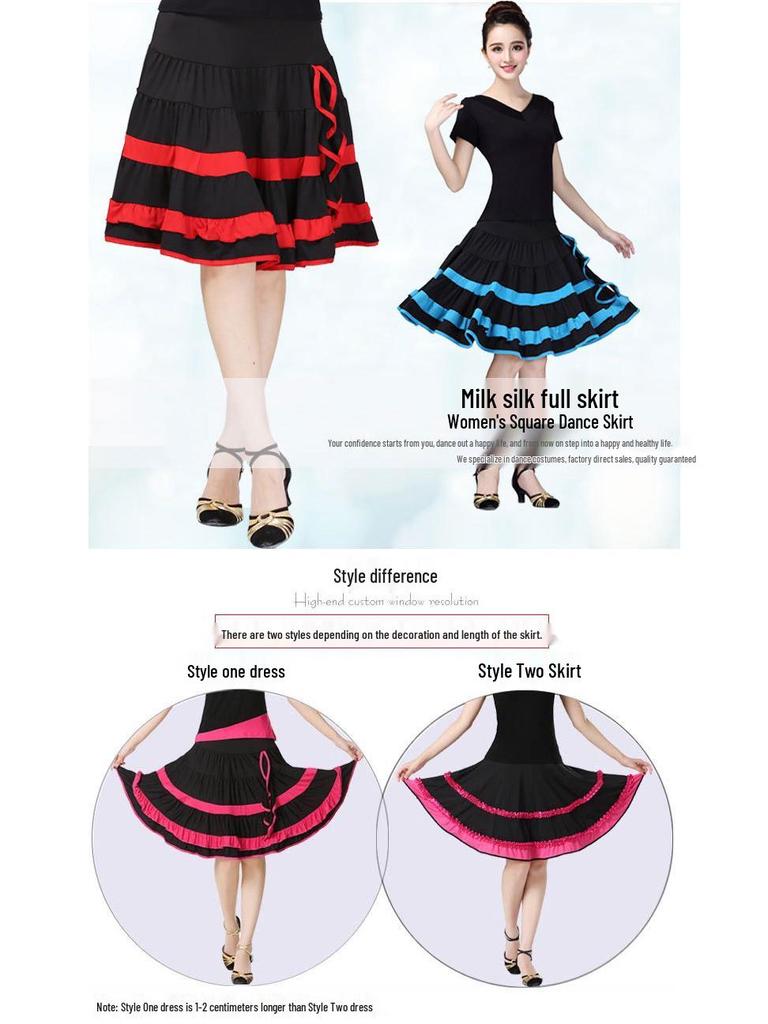 2025 Dame Sommer Latin Kort Firkantdans Skjørt Kostyme