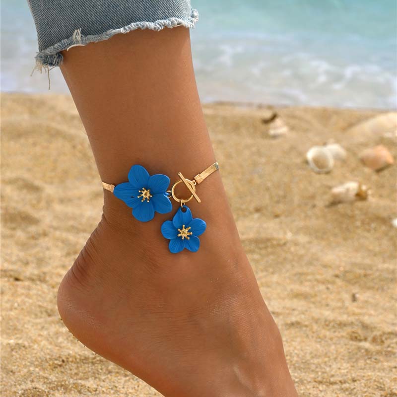 Fashion Cherry Blossom Charm Anklets for Women Summer Beach Accessories Gold Color Chain Anklet Leg Bracelets Wedding Gift