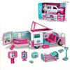 Toy Model Ambulance School Bus Puzzle Inertia Toy Car Playhouse Doctor Toy Car Model with Doll Accessories Christmas Gift