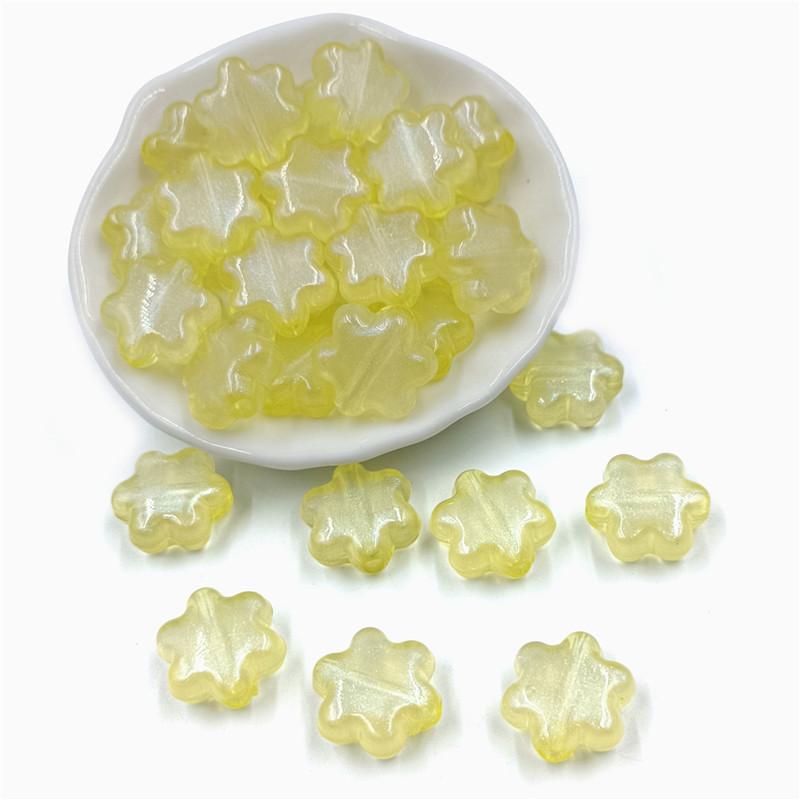 Creative Acrylic Loose Beads Fashion Beading Material Jewelry Making Bracelet 10pcs Fluorescent 6 Petal Flower Earrings for Necklace