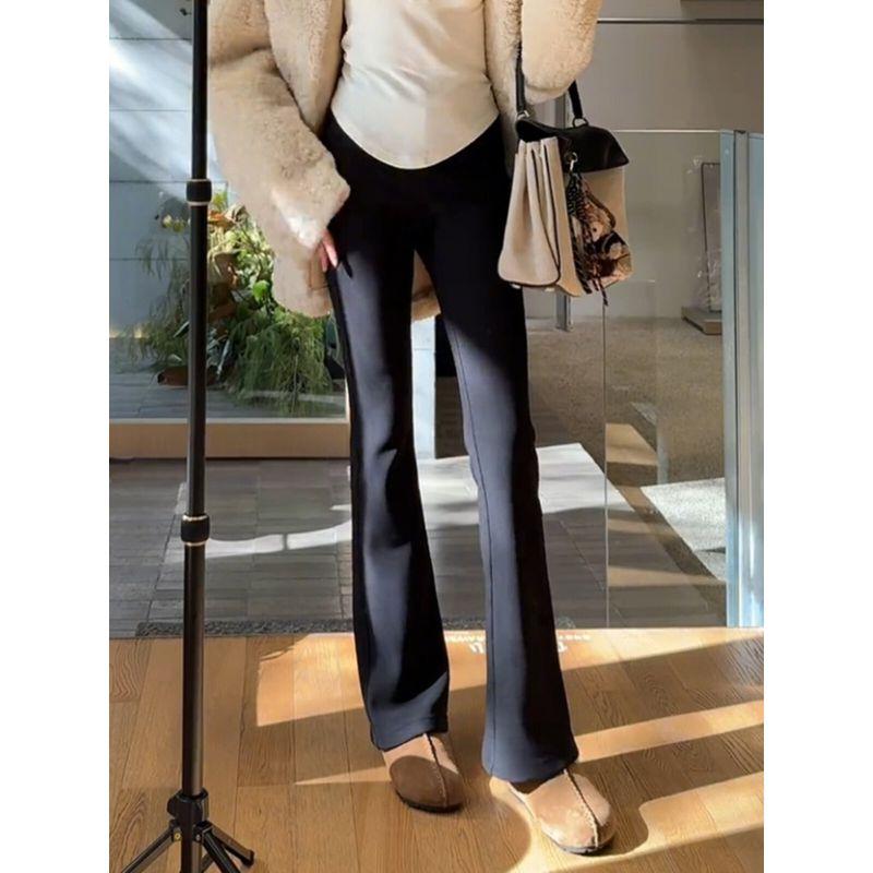 Black Slim-Fit Flared Casual Pants for Women, Spring/Summer 2026 New High-Waisted Stretchy Slim-Fit Bootcut Pants