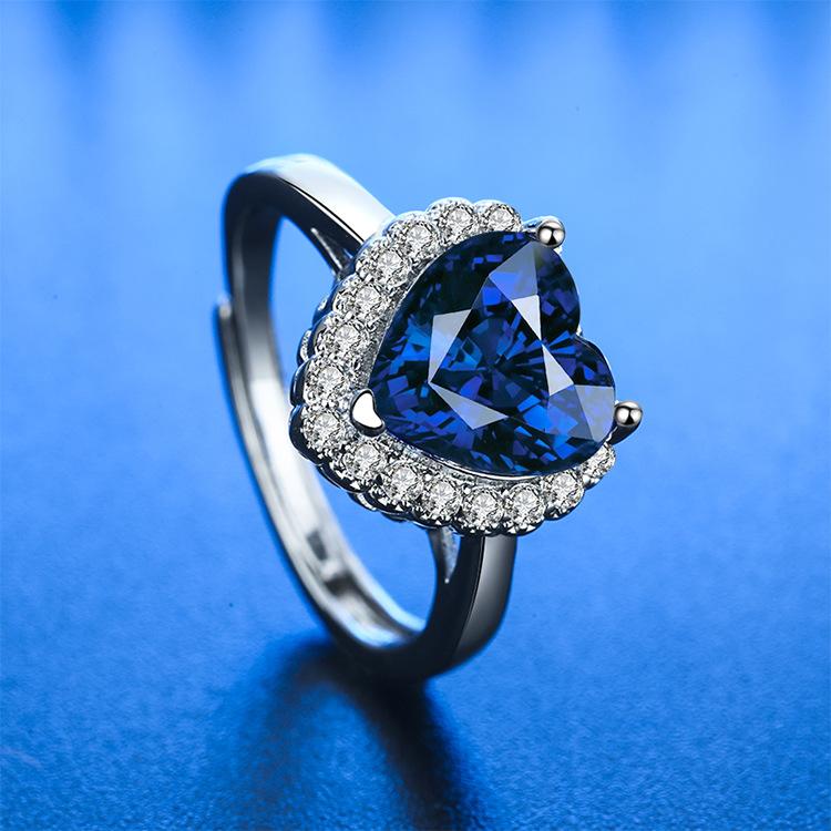 925 Silver Ring Heart AAA Zircon Open Adjustable Engagement For Women Wedding Fashion Jewelry Party Gifts
