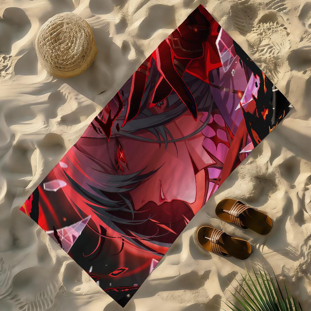 Game Arlecchino Genshin Impact Towel Soft Lightweight Anti-Sand Large Beach Towel Quick-Drying Bath Sports Family