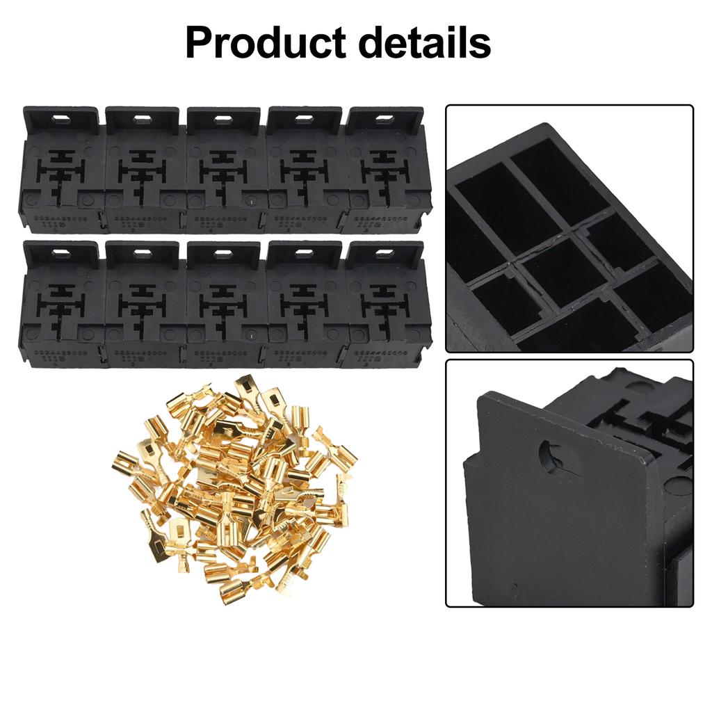 5-Pin Relay Set 30A Relay Connector PA66 Material Replacement For Damaged Parts Automotive Relay Socket Holder