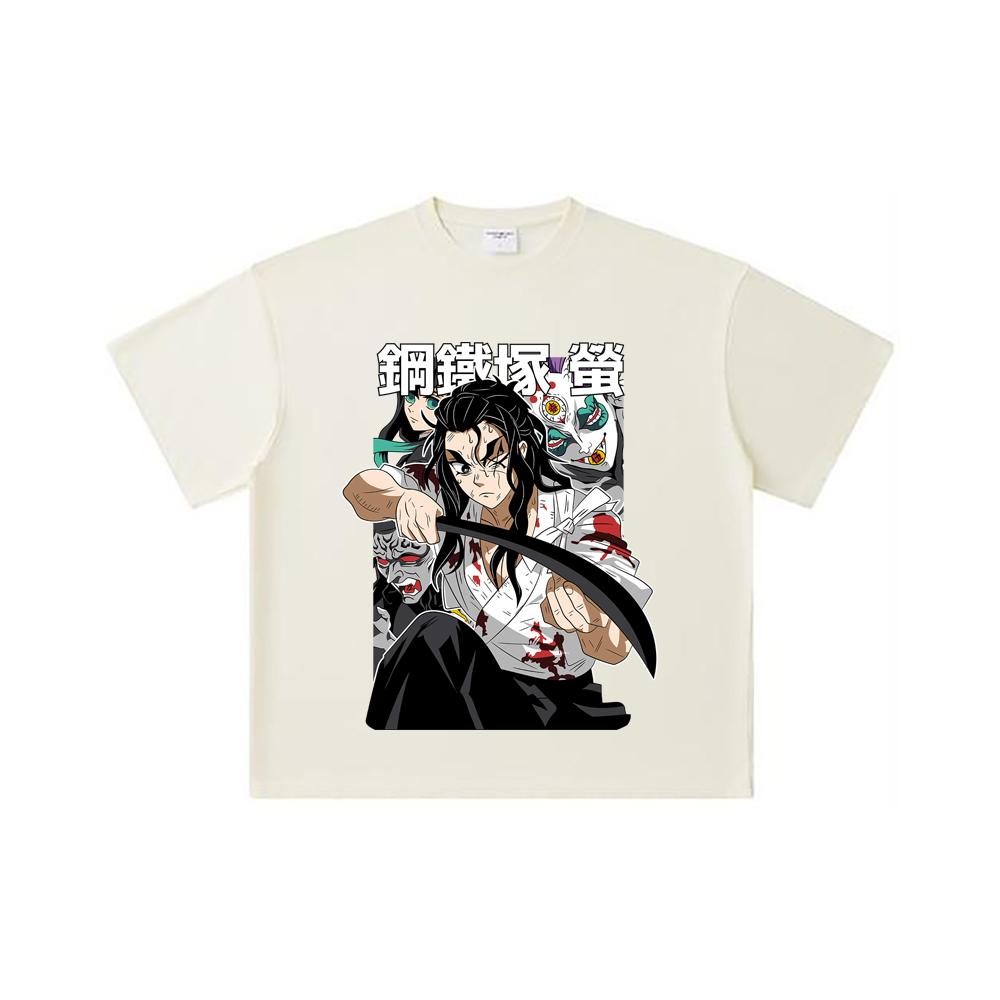 260 GSM Double Yarn 32 Count 100% Cotton Demon Slayer V27 Haganezuka Print Unisex Heavy Cotton T Shirt