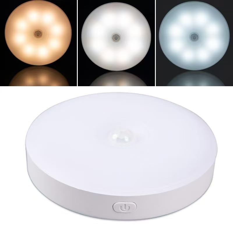 Motion Sensor USB Rechargeable LED Sensor Automatic Indoor Suitable for Warm White Easy Installation Light, Light, 3-Level Dimming, On/Off, Wireless,