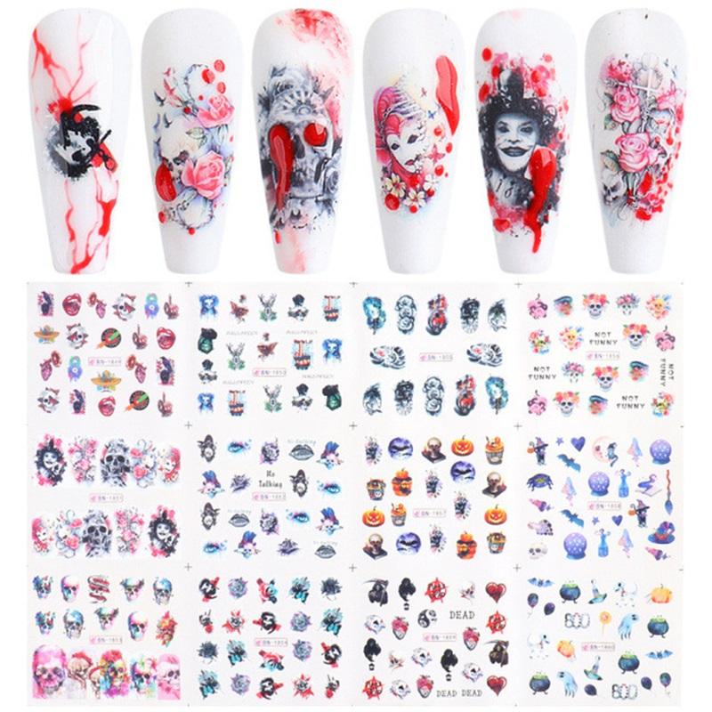 New nail art stickers ins Halloween series funny skull watermark nail stickers nail