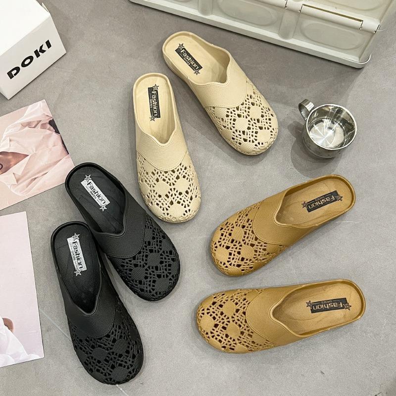 Klapki damskie na lato, sandały na grubej podeszwie do noszenia na zewnątrz, buty plażowe, na lekkiej i miękkiej podeszwie, klapki z zakrytymi palcami
