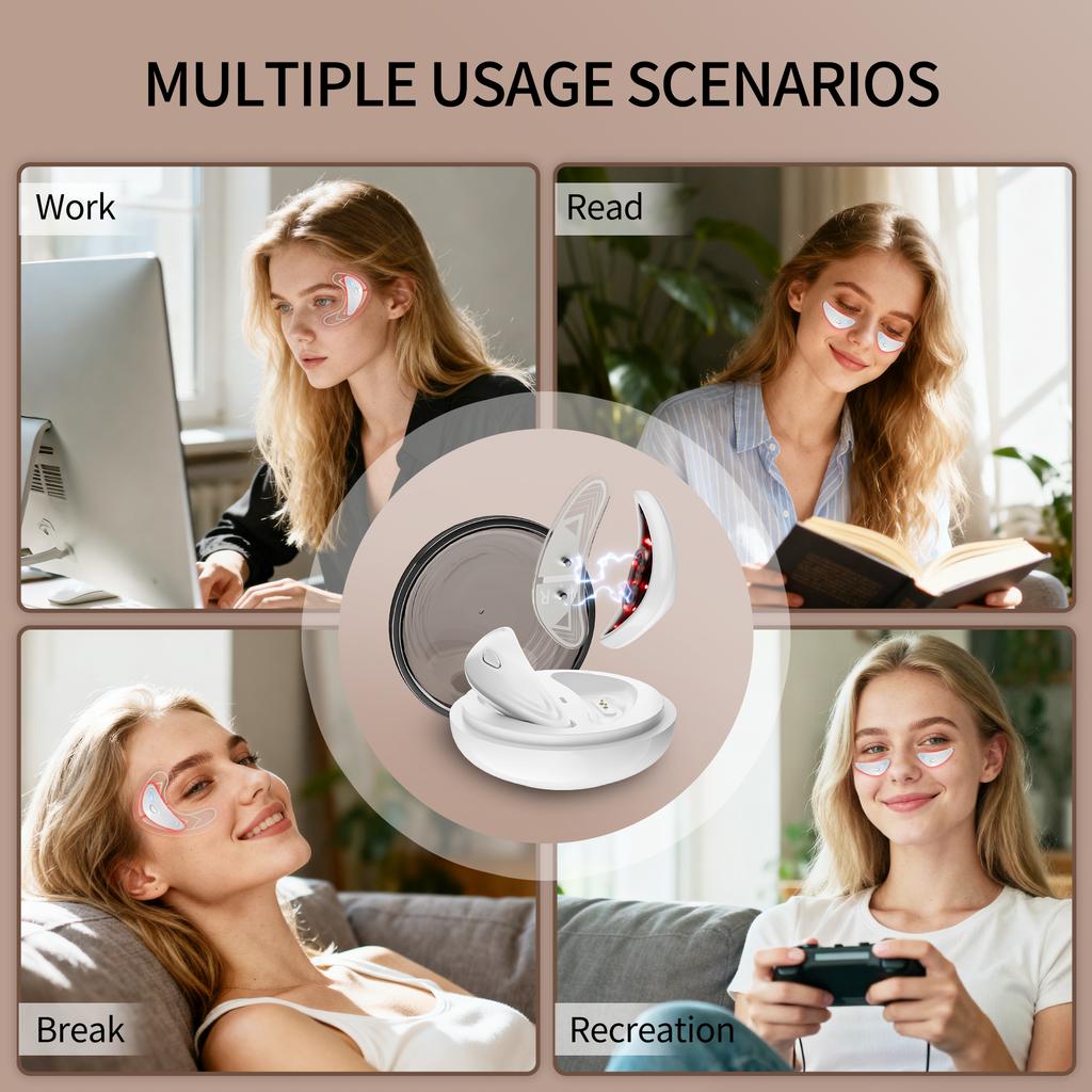 Red Light Microcurrent Eye Massager LED Under Eye Patches Eye Care Device Eye Rejuvenation Pads for Puffy Eyes and Dark Circles