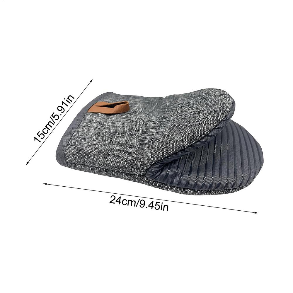 1 Pair Mini Oven Mitts Non-Slip Silicone Lining Heat Resistant Small Oven Mitts Kitchen Cooking Oven Mitts For Barbecue Baking серый