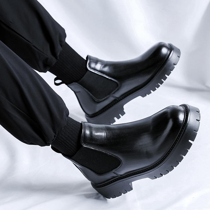 Chelsea boots men's autumn and winter smoke boots men's British style platform trendy men's Martin boots 2113-R