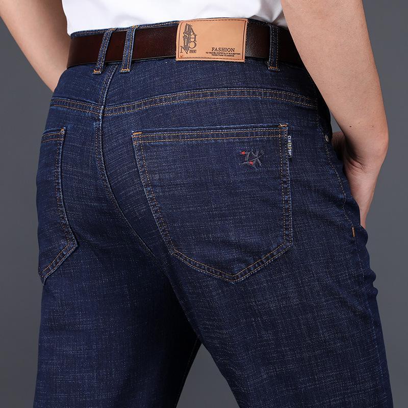 Spring and Summer Jeans Business High Waist Straight Large Size Men's Jeans Stretch Slim