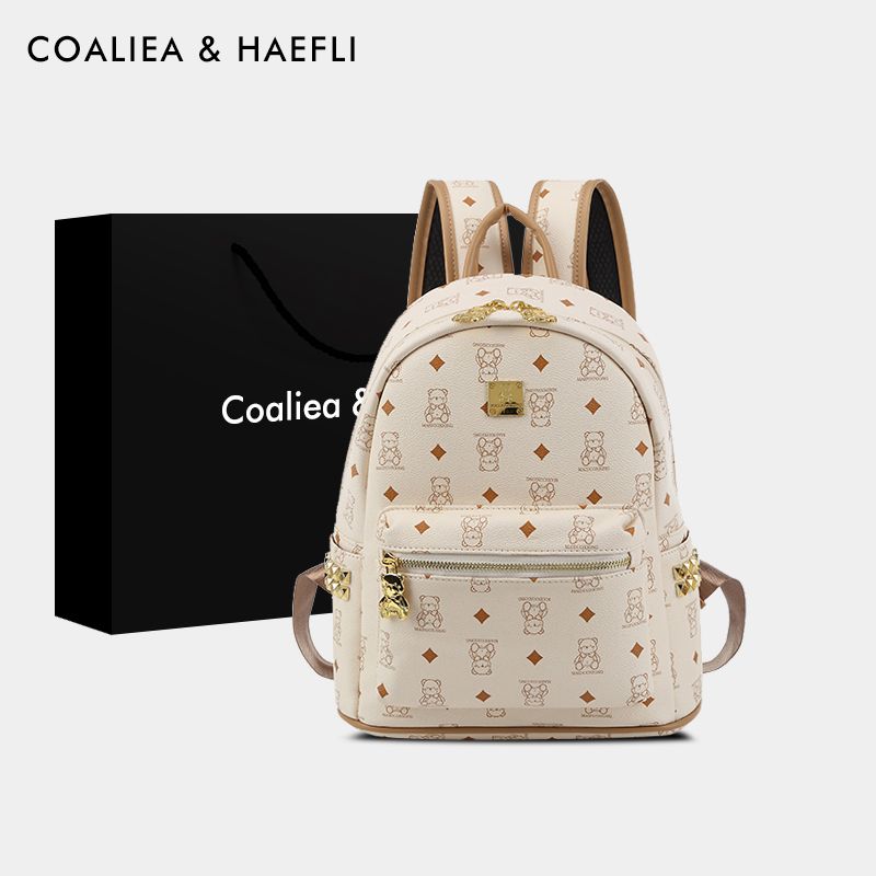 

Hong Kong Brand Birthday Gift Cute Bear Work Clothing Backpack Trendy Women s College Students Backpack Large Capacity Schoolbag White small size Counter genuine goods