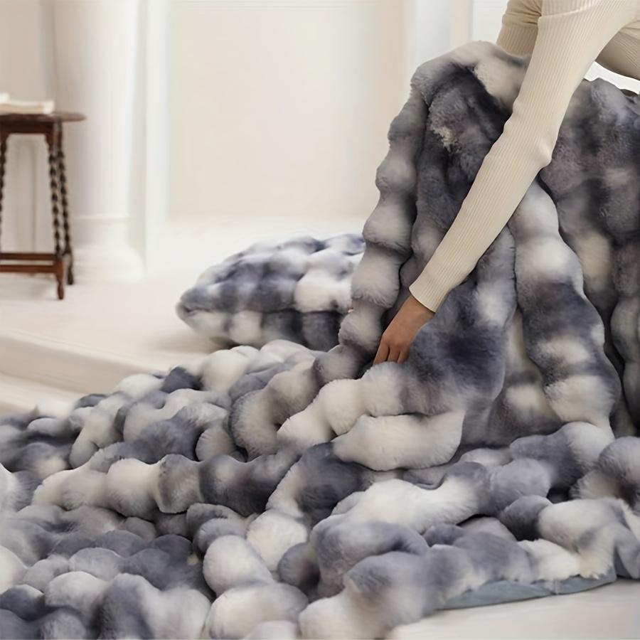 Luxe Franse Stijl Tie-Dye Nepbont Beddeken Zacht Comfort Multifunctionele Bank Kantoor Slaapdeken Unieke Versieringen 180x200cm