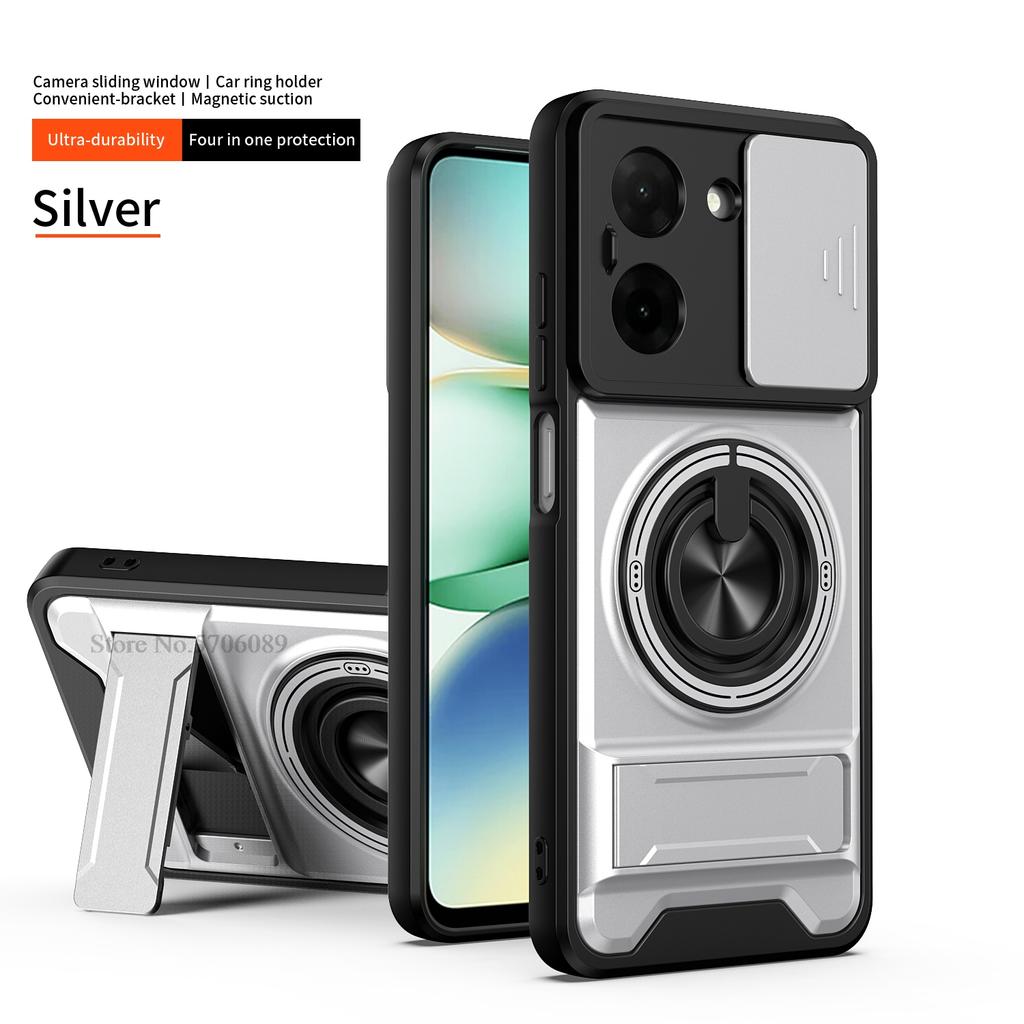 Armor Case For Poco X7 Pro Case Shockproof X7Pro Slide Lens Protector Phone Cover For Xiaomi Poco X7 Pro 5G Case Cover With Ring