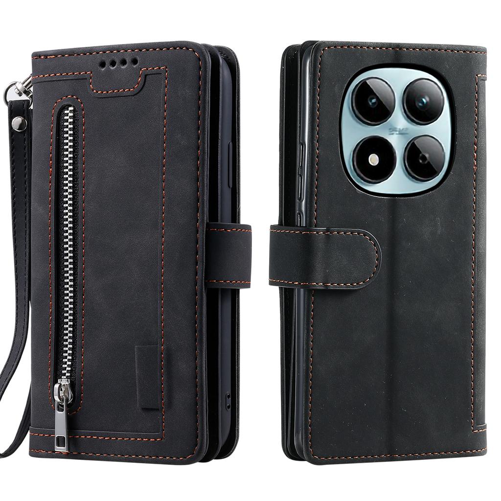 Für Xiaomi Redmi Note 15 Pro 4G (Global) Hülle 9 Kartenfächer Reißverschluss-Geldbörse PU-Leder Handyhülle mit Handschlaufe