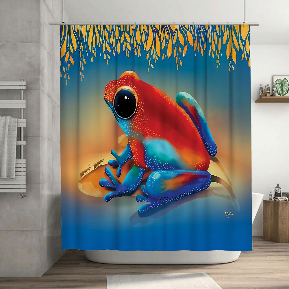 Frog Shower Curtain Cute Amphibian Bathroom Decor Nature Forest Wildlife Shower Liner Waterproof Home Textile