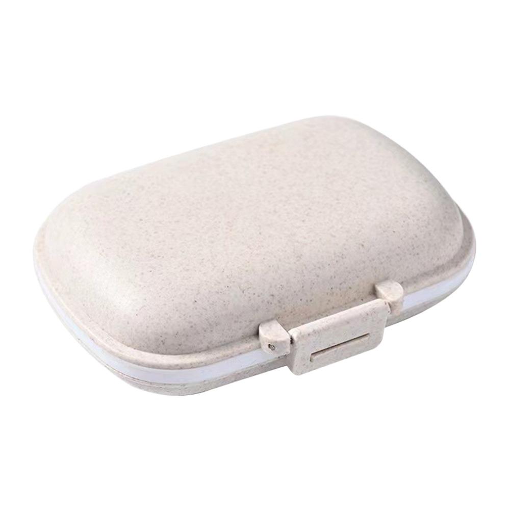 Travel Mini Pill Box 8 Grids Portable Pills Organizer Case Dustproof Wheat Sealed Medicine Organizer Pills бежевый
