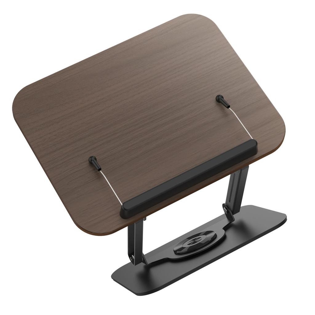 Book Stand Foldable   Book Holder with 360 Degrees  Rotating Base Elastic Clips for Recipe Tablet Laptop