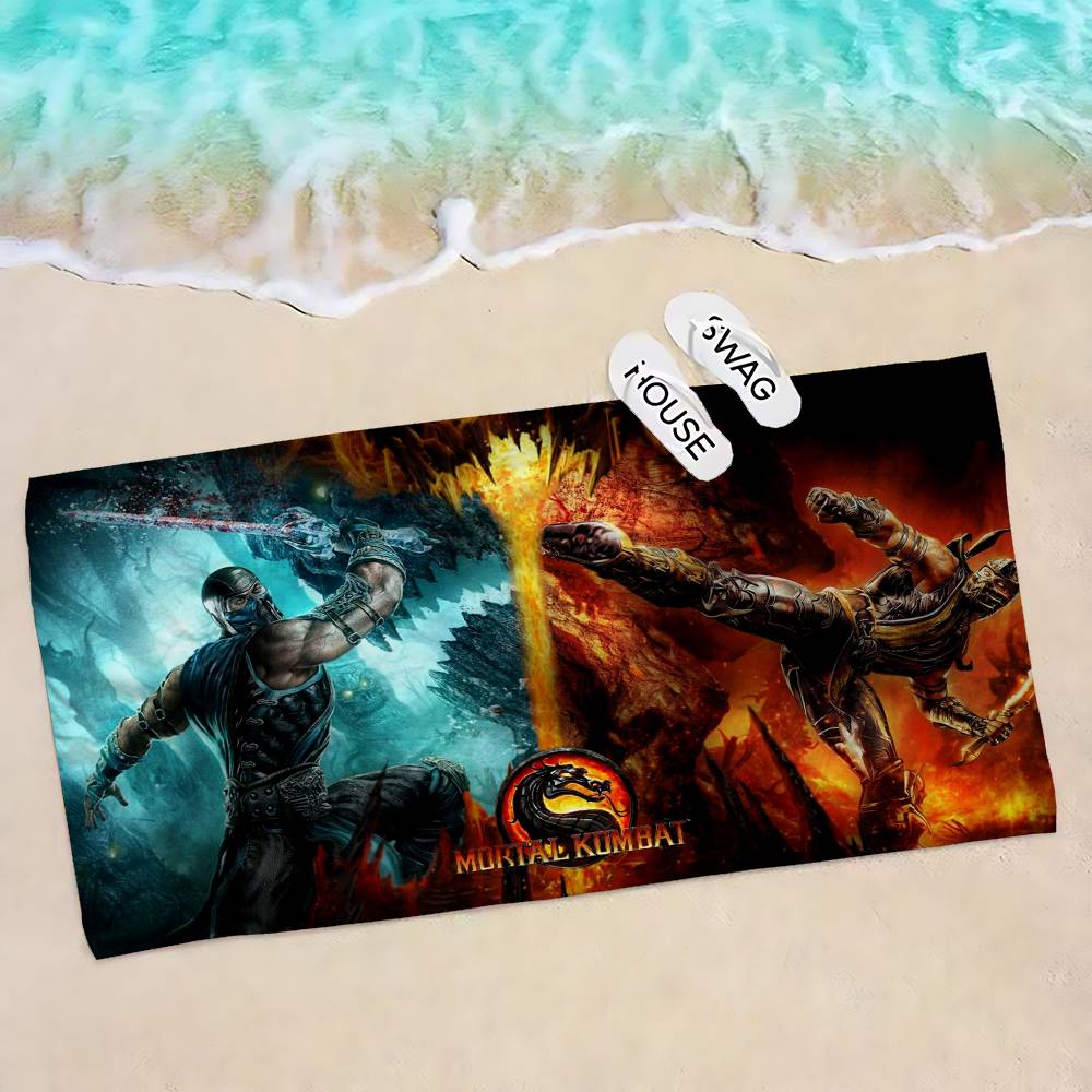 Video Game M-Mortal Kombat Microfiber Blanket Quick Drying Beach Towels Oversized Printing Super Absorbent Pool Towel Blanket