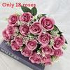 18 Heads Artificial Rose Flower Cluster For Hotel Lobby And Wedding Celebration