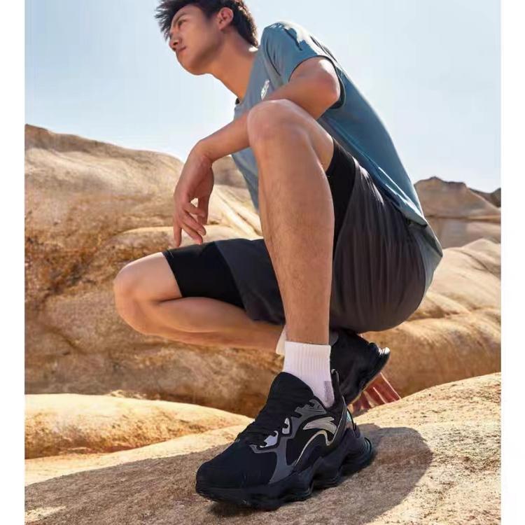 Anta Soft Column Non-Slip Wear-Resistant Low-Top Running Shoes Men sneaker Black White Gray 112315555-9