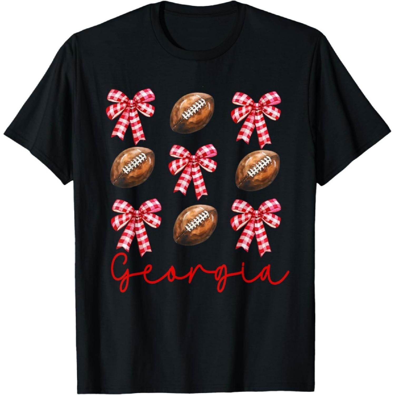 Georgia Coquette Red Bow GA Women Girls Kids Sister Toddler T-Shirt S