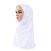 Women Solid Color Lace Rhinestone Muslim Hijab Wrap Islamic Scarf Cap Head Cover
