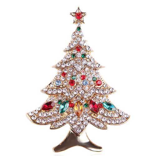 

Сплав Алмаз Стекло Рождественская елка Брошь Мужские и женские украшения Брошь-булавка с украшениями золотой