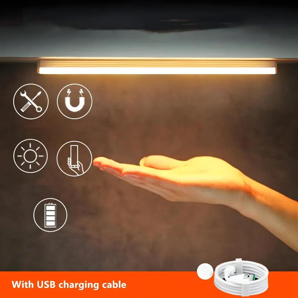Motion Sensor Rechargeable LED Bar Light Magnetic Induction Night Lamp Portable for Cabinet Kitchen Aisle Bedside Closet