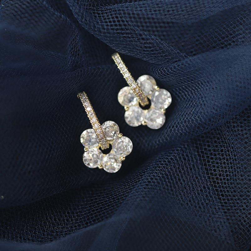 

Серьги с цветком циркона для женщин, модные, темпераментные, легкие, роскошные серьги