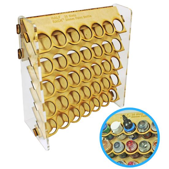 Organizador de Pintura Yousheng para Artistas Estante de Almacenamiento para Botellas de Pigmento Redondas de 34 mm 35 Agujeros Montaje Fácil Estación de Pintura Estable Soporte Portátil con Asa