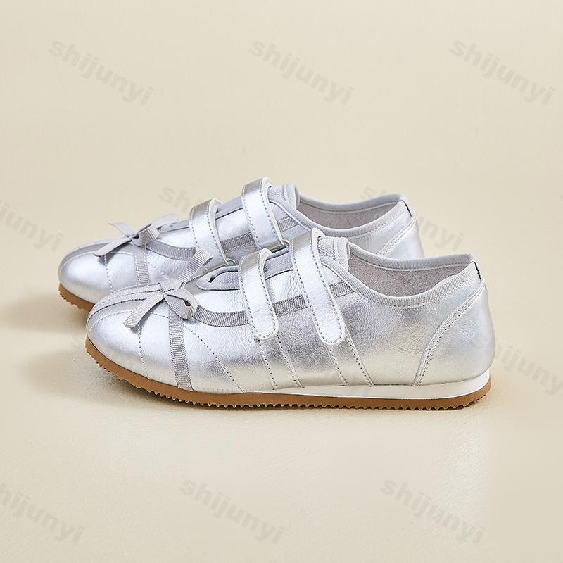 Mode 2025 Frühling Neue Elegante Schleifen Design Flachmündige Lässige Einzelne Schuhe für Damen Bequeme Atmungsaktive Low-Top Flache Sneakers