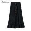 French Style Autumn Winter Women Knitting Skirt High Waist Beige Black Knitted Ruffles Skirt Elegant Feminine Split Ladies' Skirts Womens