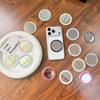 Round Mirror Magnetic Suction Mobile Phone Airbag Bracket Base Portable Makeup Mirror Simple Mirror Sticker Refrigerator Sticker Makeup Mirror