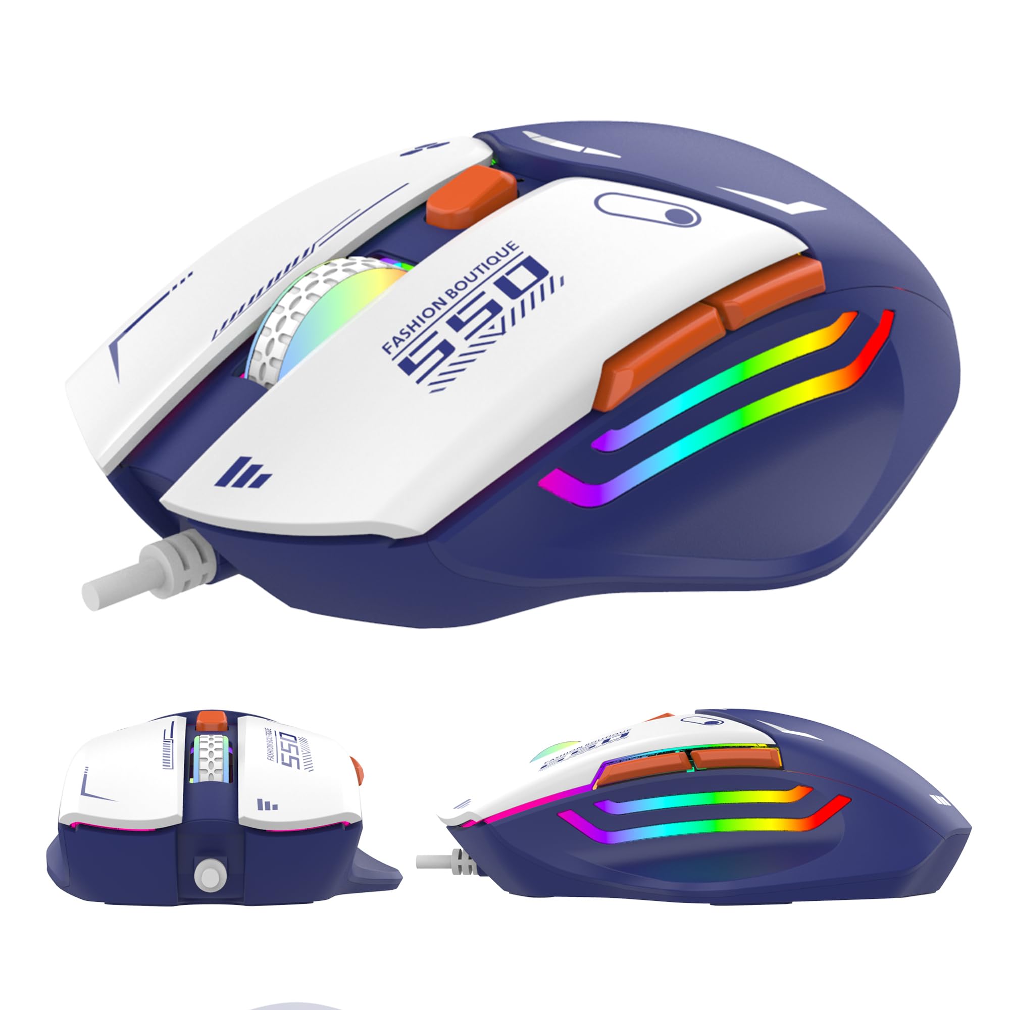 

Mouse Wired Mouse Wired Gaming Mouse Mouse Gaming Mouse Mouse 6 Buttons PC DPI Switching Count Switching Wired Lightweight DPI Switching Quiet RGB LED синій