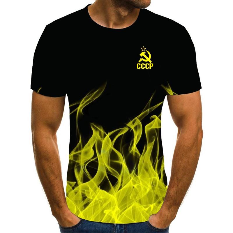 2026 Men's T-shirt Short Sleeve Solid Men's Loose T-shirt Men's Top Brand New CCCP Brand Men's 3D T-shirt Short Sleeve