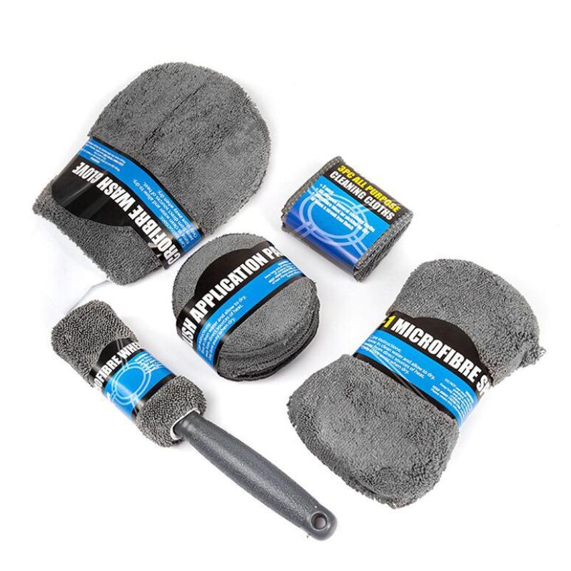 9PCS Car Wash Cleaning Kit Car Wash Sponge Fibre Towel Laundry Glove Care Maintenance Pad Car Body Detailing Cleaning Tools