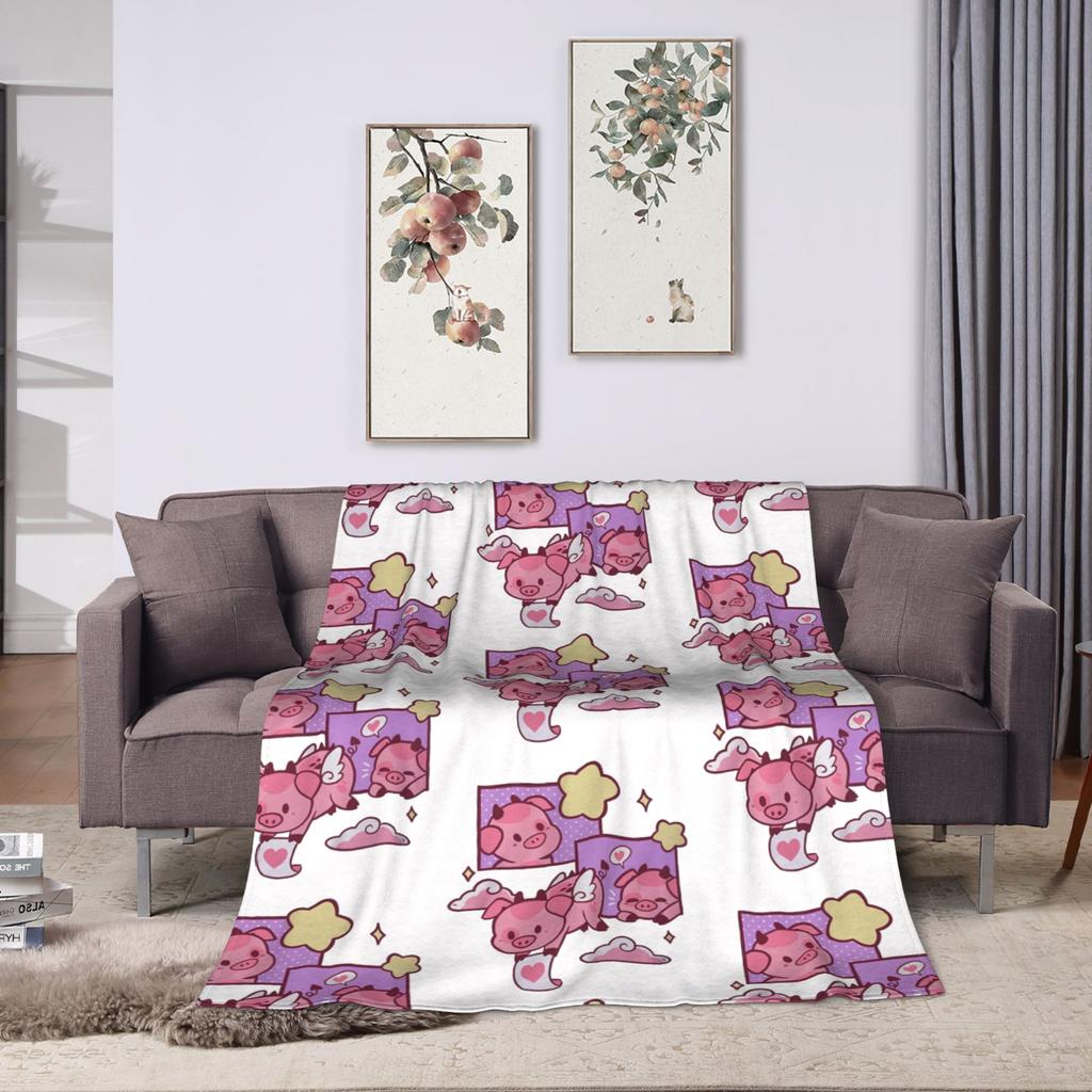 Angel Dusts and Fat Nugget Selfie Hazbins Hotels Blanket Fleece Autumn  Breathable Warm Throw Blanket for Bedding Outdoor Quilt