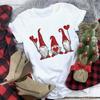 Women's Crew Neck Short Sleeve Graphic Print Christmas T-Shirts Loose Fit Casual Tees