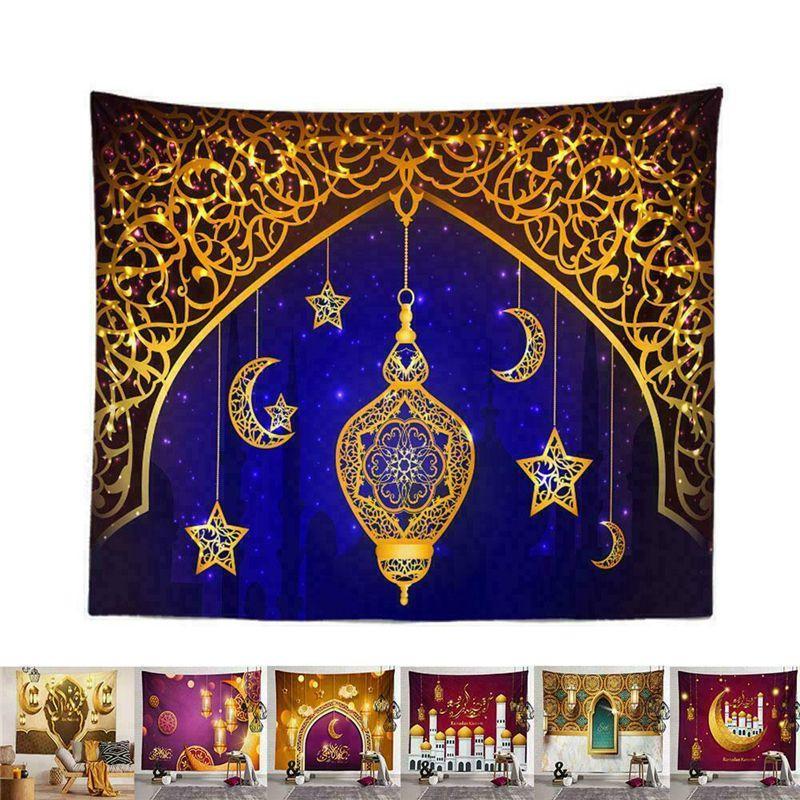 Tapestry Mubarak Eid Wall Hanging Decor Moon Star Muslim Background Ramadan