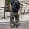 Herre Afslappet Pasform Camo Cargo Denim Bukser Høj Talje Lige Ben Brede Jeans 2026