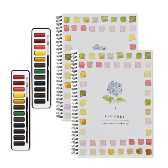 Yousheng Watercolor Workbook for Beginners 12 Colors Watercolor Paint Set Birds Flower Dogs Watercolor Book Art Craft Supplies for Kids Adults Teens