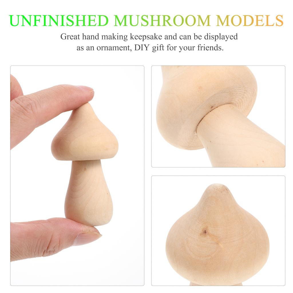 10pcs Wooden Mushroom Models Unfinished Diy Painting For Project Decor Garden Layout Ornaments Handicraft Sewing