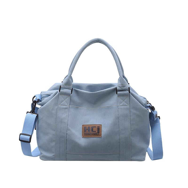 American tote bag women's street trend short-distance denim travel bag casual shoulder messenger sports fitness bag