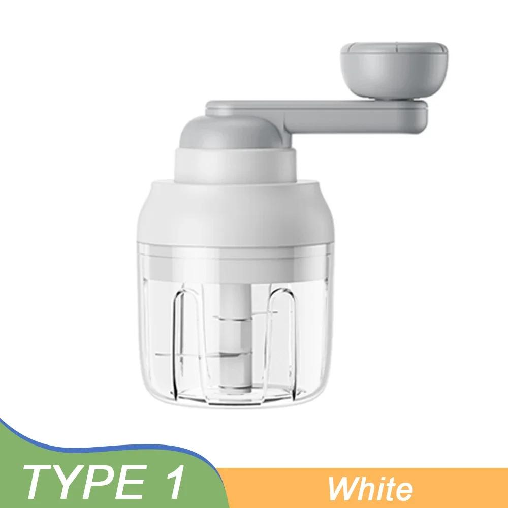 250 ml manuelle Küchenmaschine, Mini-Kabelloser Gemüseschneider mit Griff, multifunktionaler Knoblauchstampfer, Handkurbel-Knoblauchstampfer